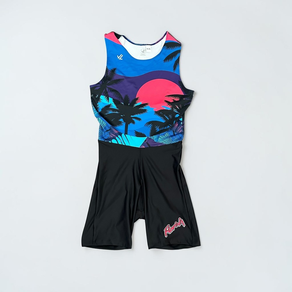 JL Racing Mens Florida Unisuit Rowing Singlet XL Tropical Flamingo Sunset Black